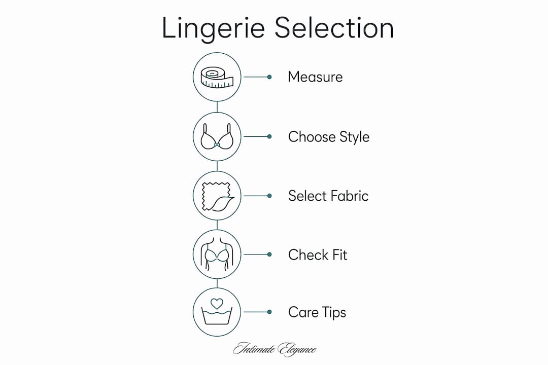 Vertical flow infographic on lingerie selection steps