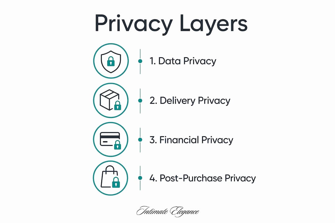 Infographic illustrating four layers of privacy in adult shopping