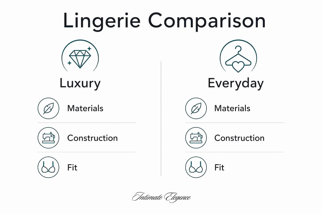 Infographic comparing luxury and everyday lingerie features