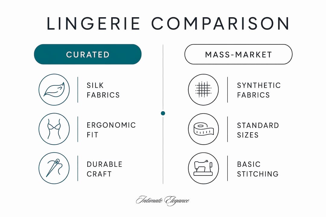Infographic comparing curated and mass-market lingerie