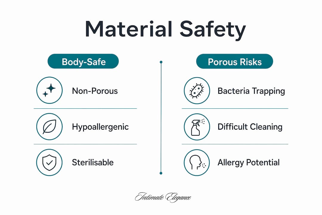 Infographic comparing body-safe and risky material properties