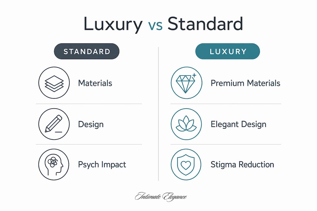 Infographic comparing luxury and standard adult wellness products