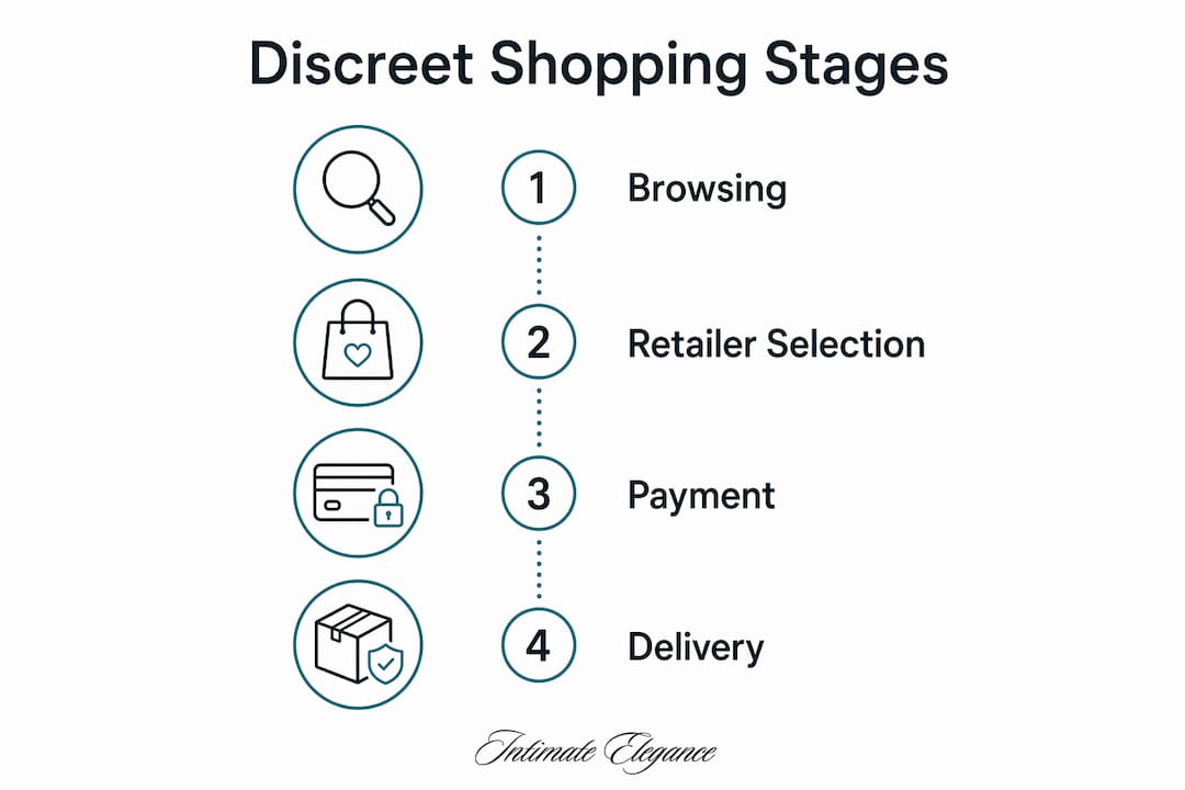 Infographic outlining discreet shopping workflow steps