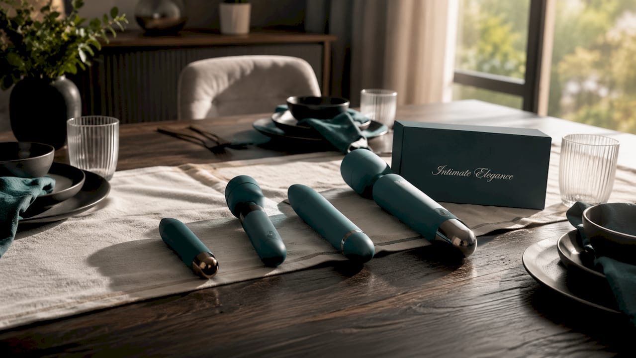 Four types of beginner vibrators on wooden table