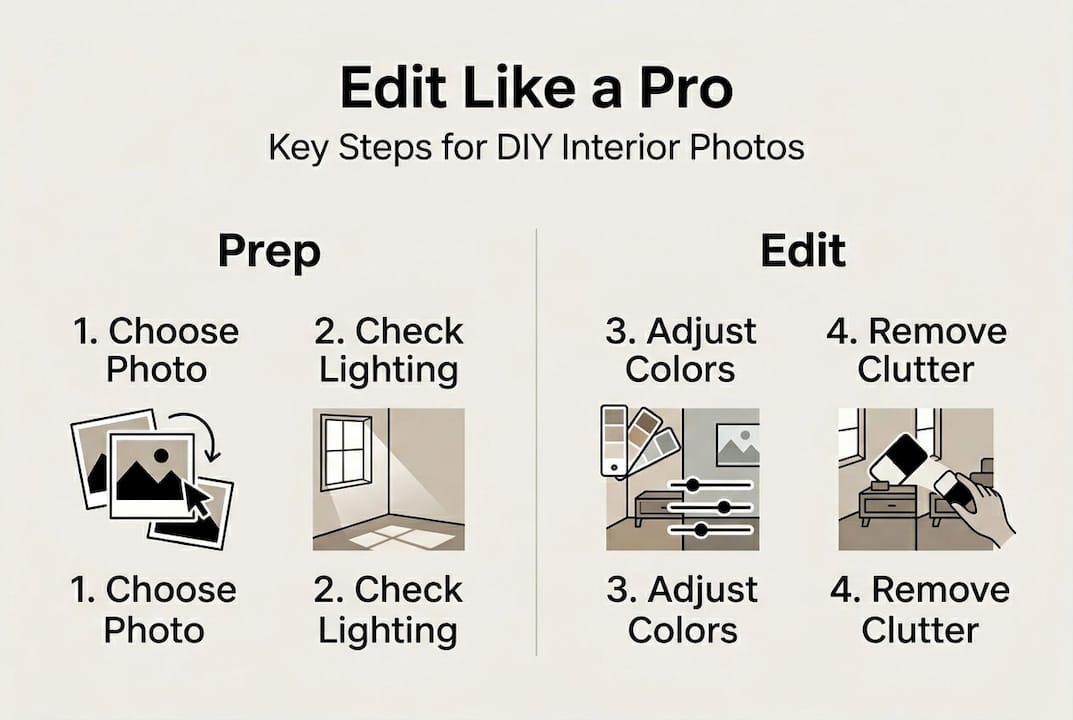 Infographic with main DIY photo editing steps