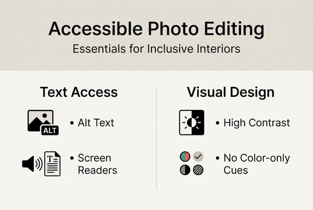 Infographic outlining accessible photo editing basics