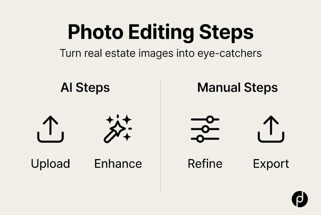 Infographic shows real estate photo editing stages