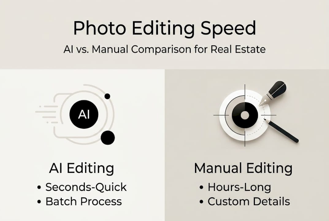 Infographic comparing AI and manual photo editing