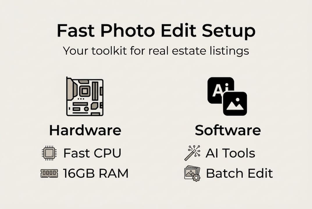 Infographic showing fast photo edit hardware and software