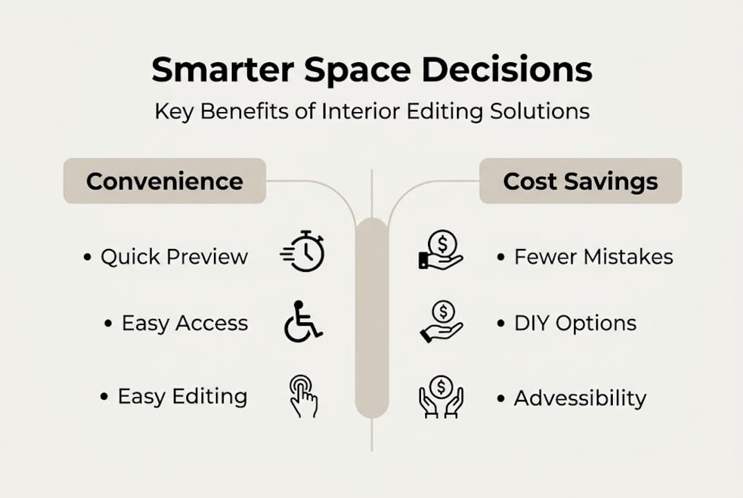 Infographic showing interior editing key benefits