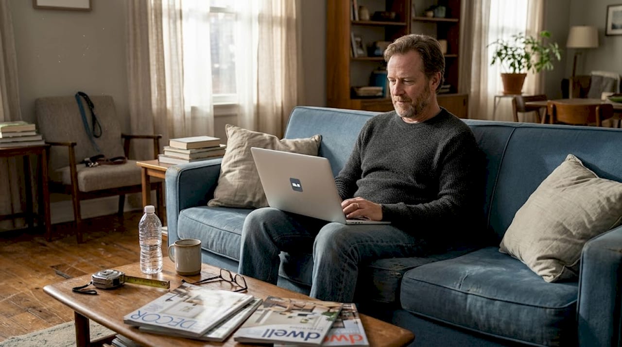 Man reviewing digital room color previews