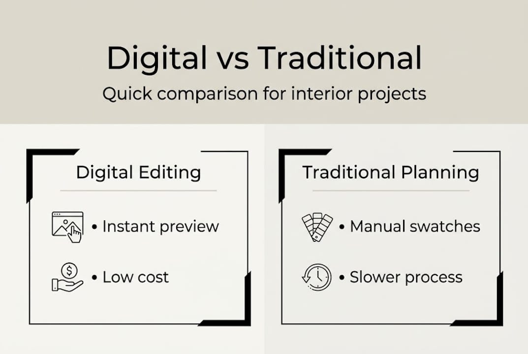 Infographic contrasting digital and traditional methods