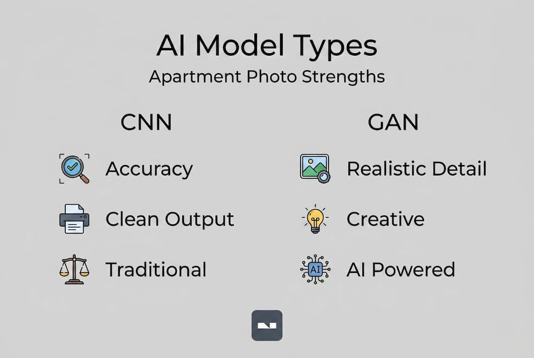 Infographic comparing CNN and GAN photo tools