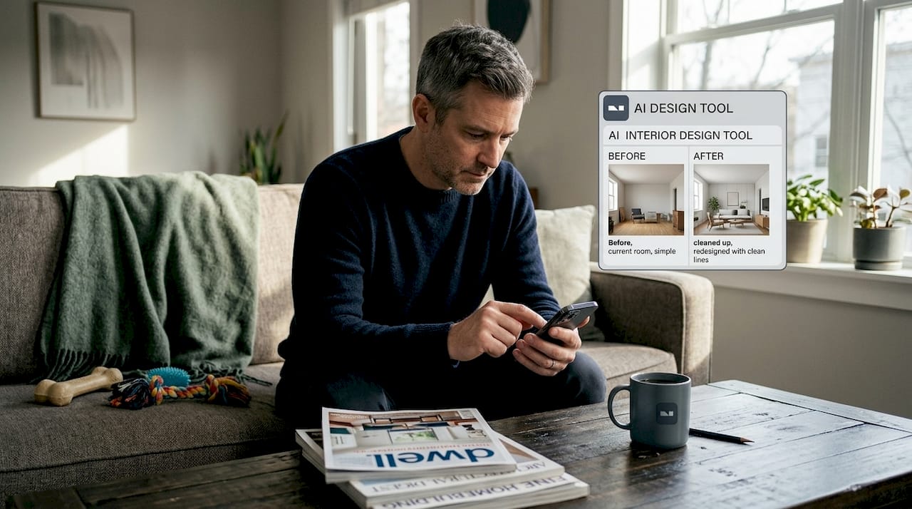 Man uses AI app for home design preview