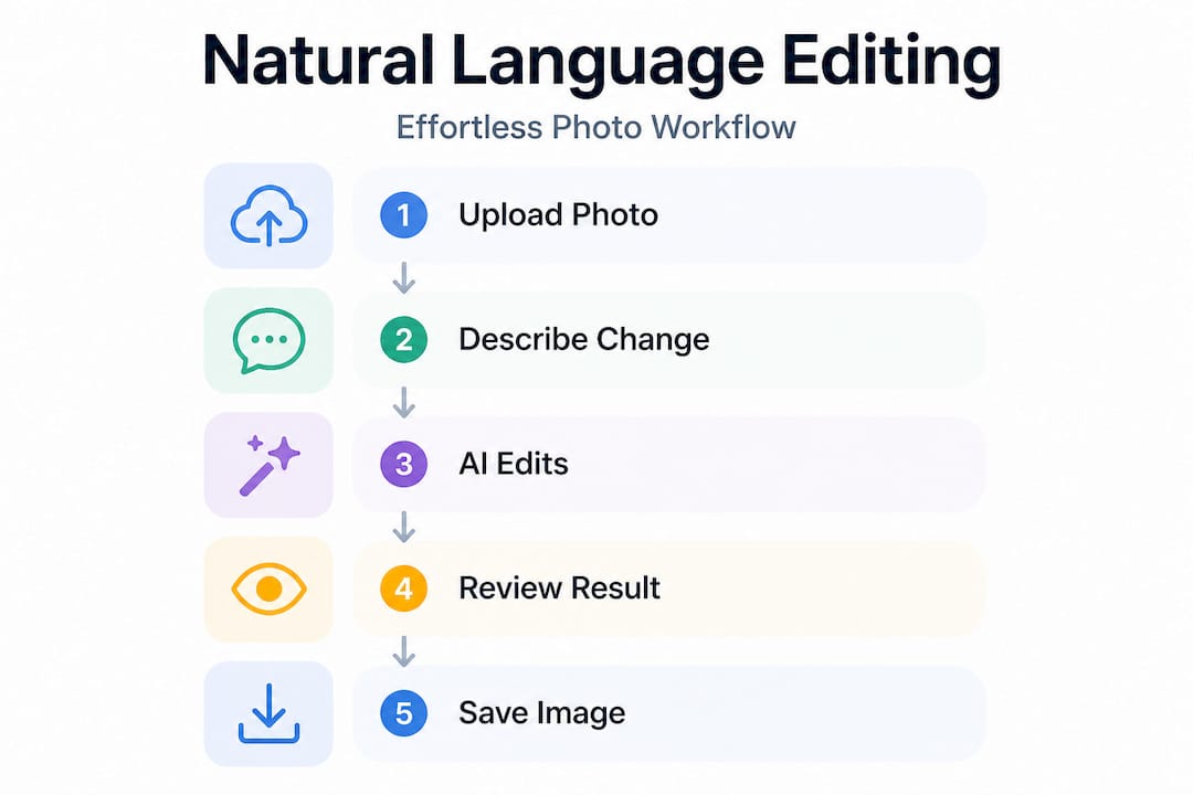 Infographic showing steps of natural language photo editing
