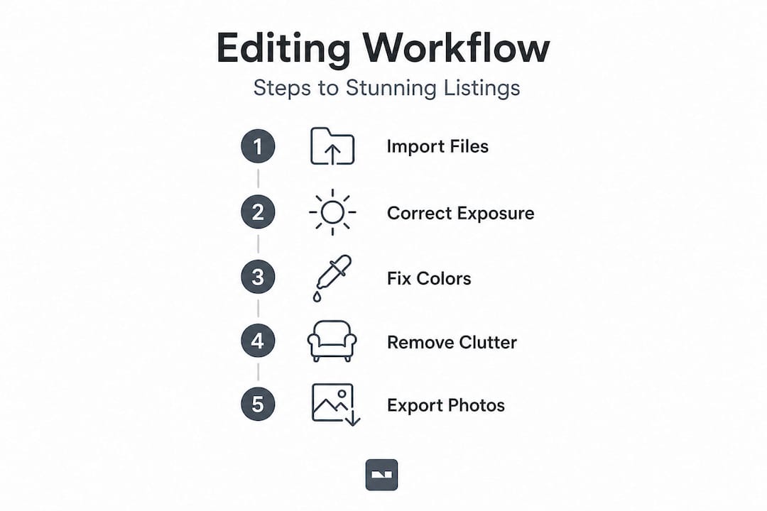 Infographic showing real estate photo editing workflow
