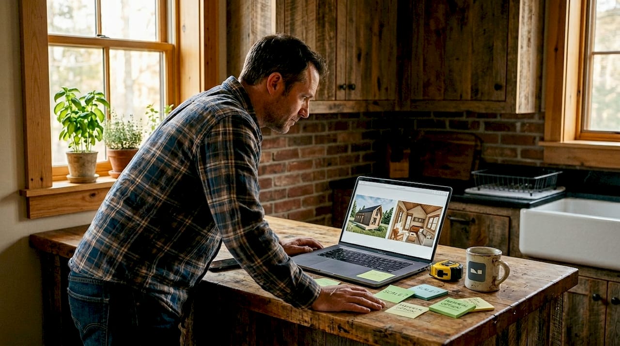 Homeowner comparing AI design options