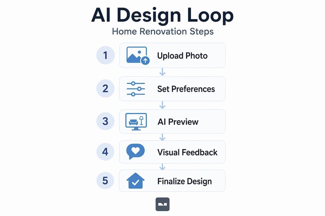 Infographic showing AI home design steps