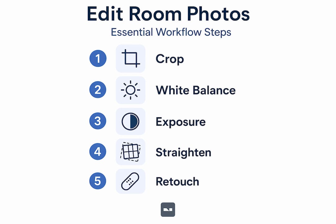 Infographic showing steps to edit room photos