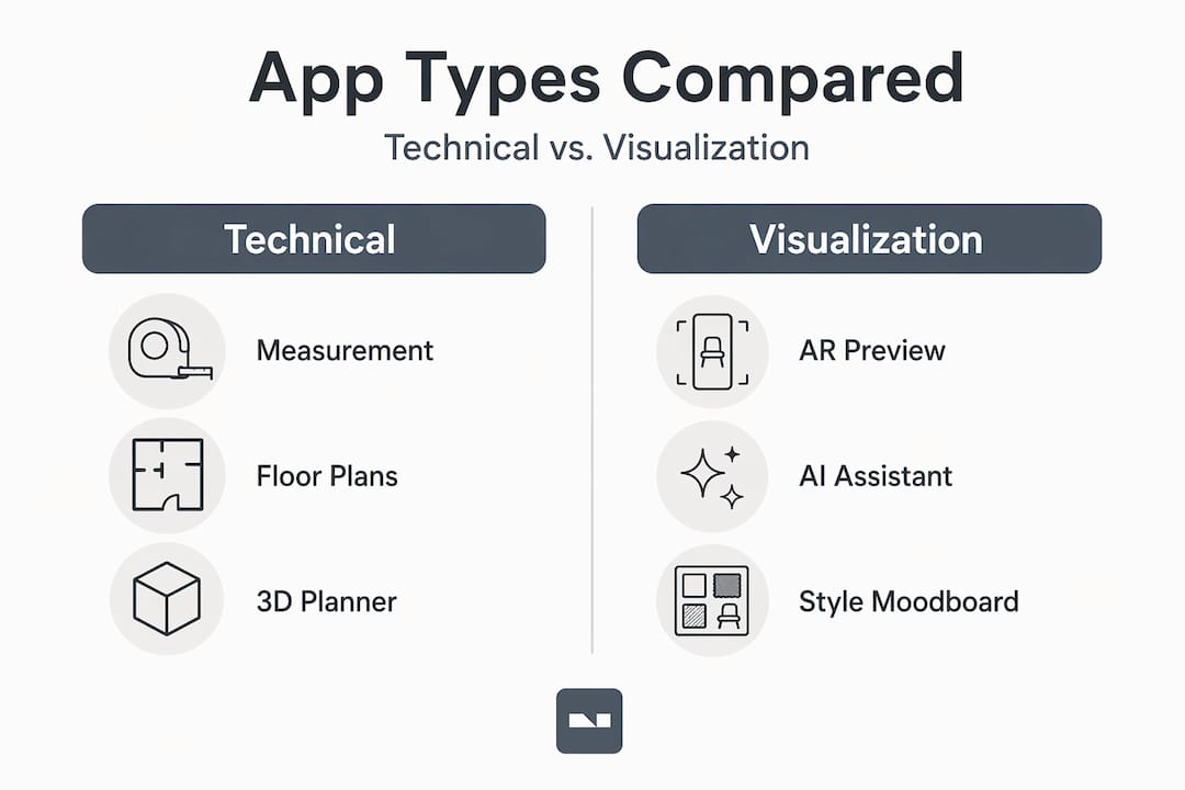 Infographic comparing technical and visualization app types