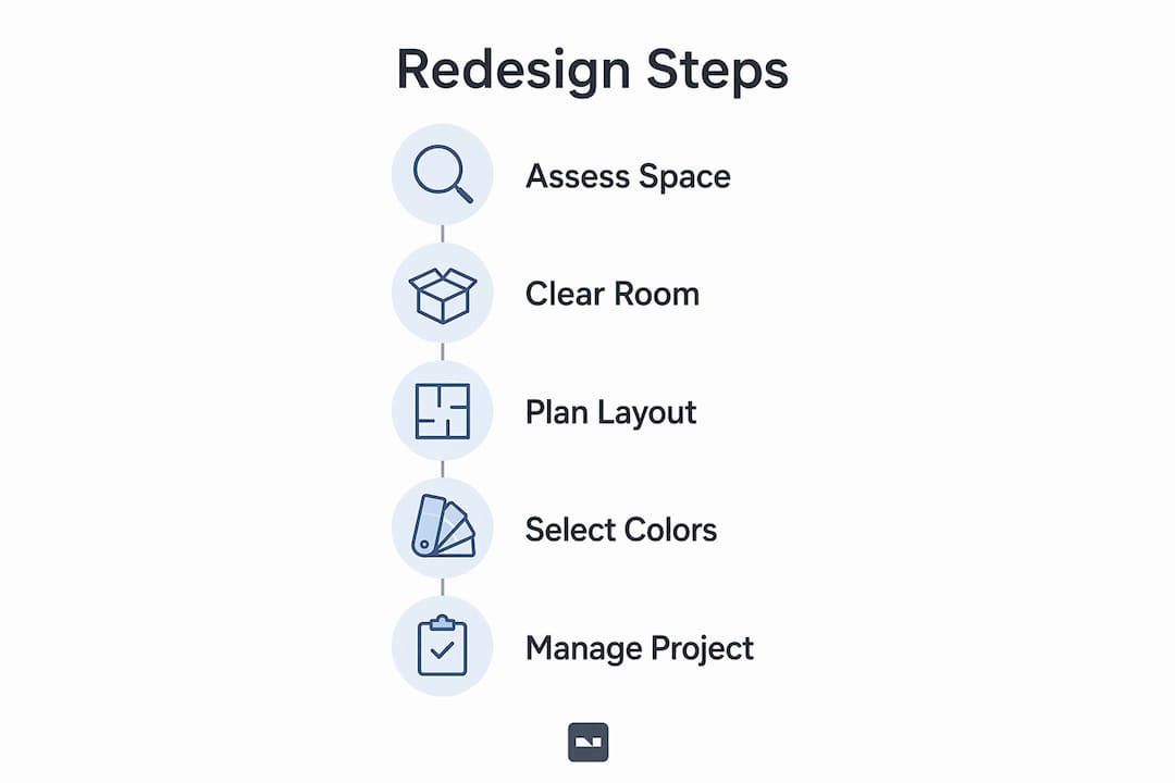 Infographic showing steps for redesigning living spaces