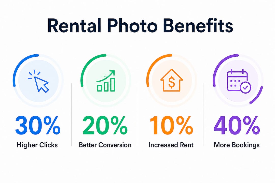 Infographic showing key rental photo improvement statistics