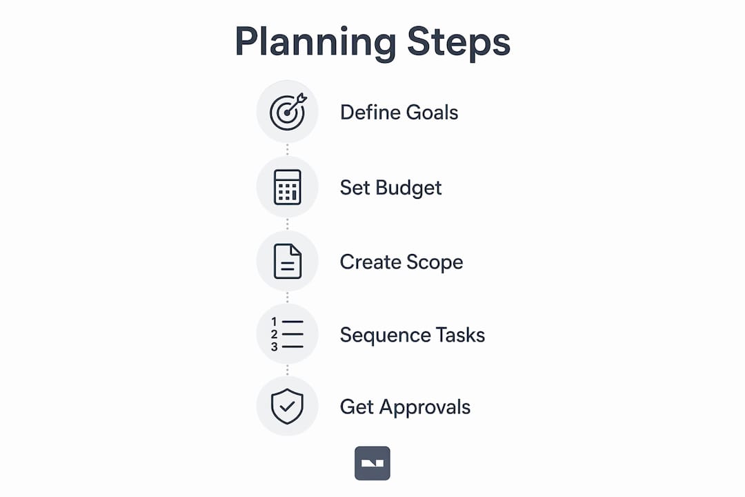 Infographic showing steps to plan apartment makeover