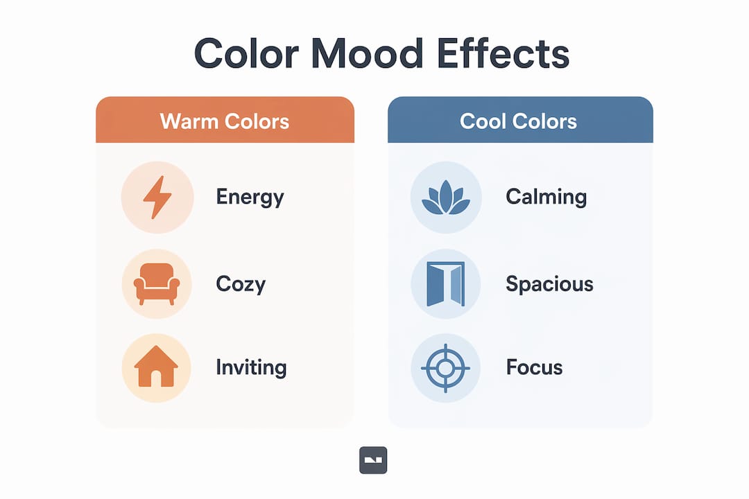 Infographic with warm vs cool color moods