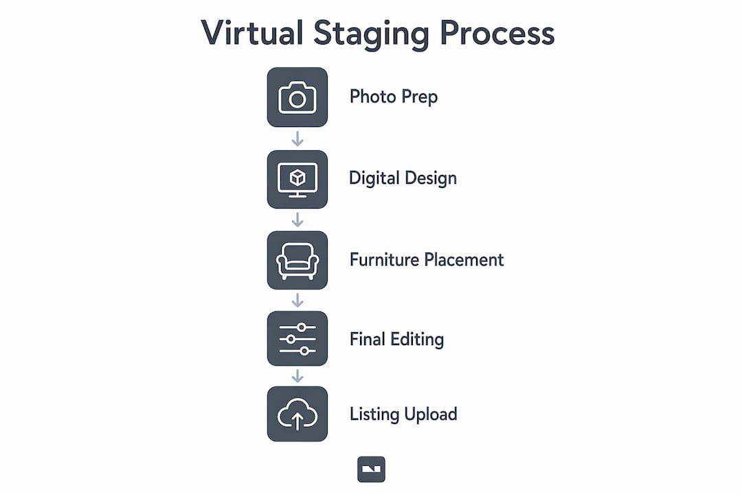 Infographic outlining steps of virtual staging process