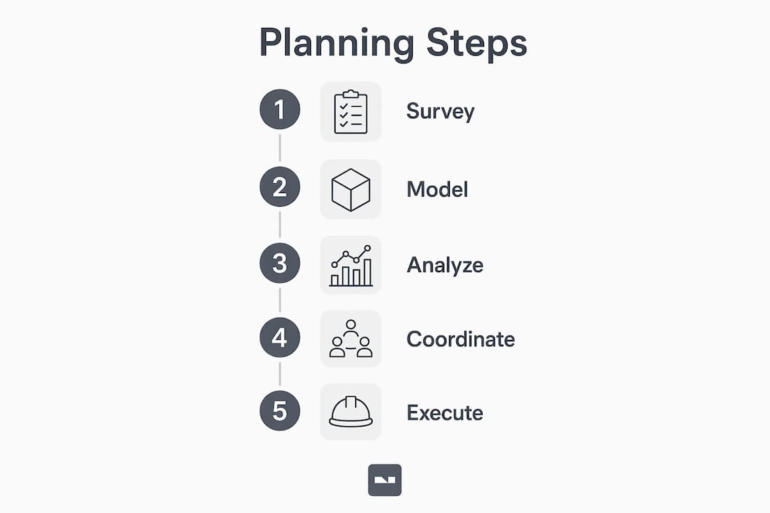 Infographic detailing key steps in digital renovation planning