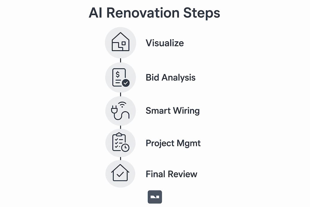 Step-by-step infographic of AI renovation process