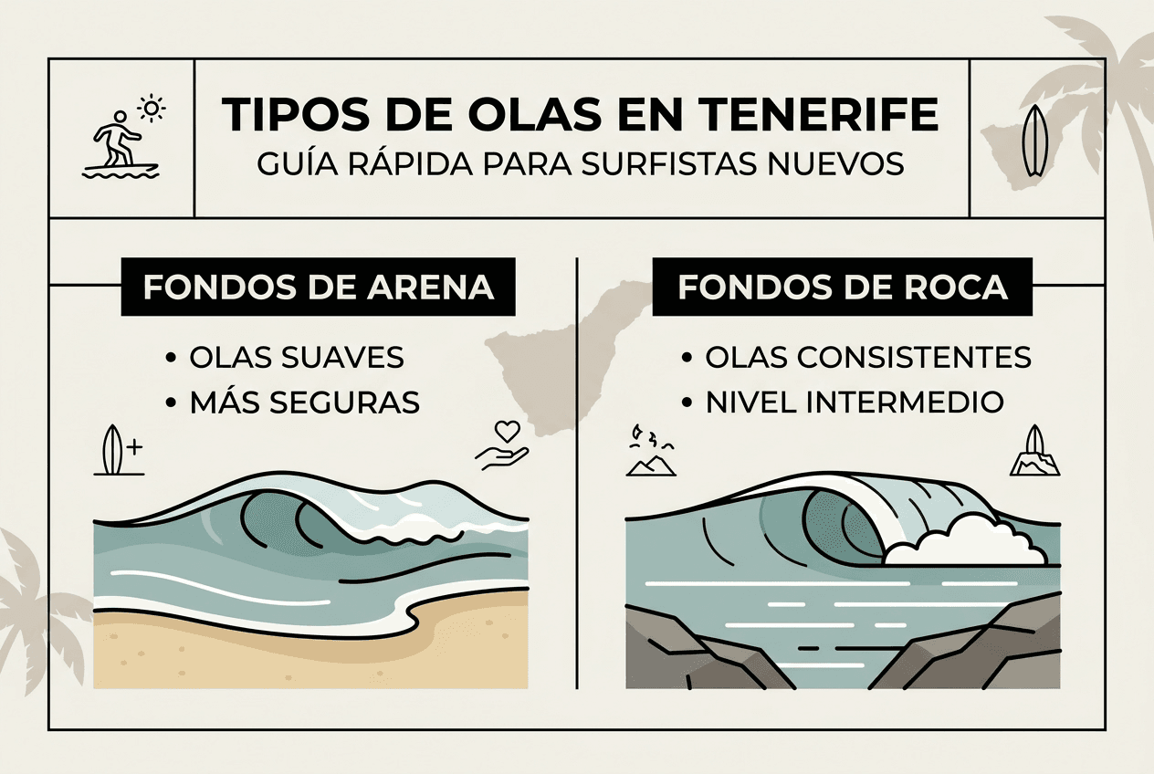 Guía visual sobre los diferentes tipos de olas para surfear en Tenerife
