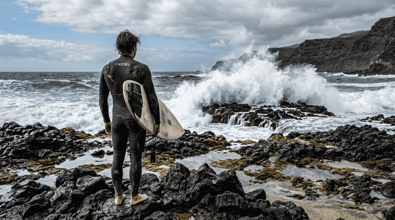 El mar golpea con fuerza los acantilados de roca volcánica en Tenerife, creando un espectáculo de espuma y sonido.