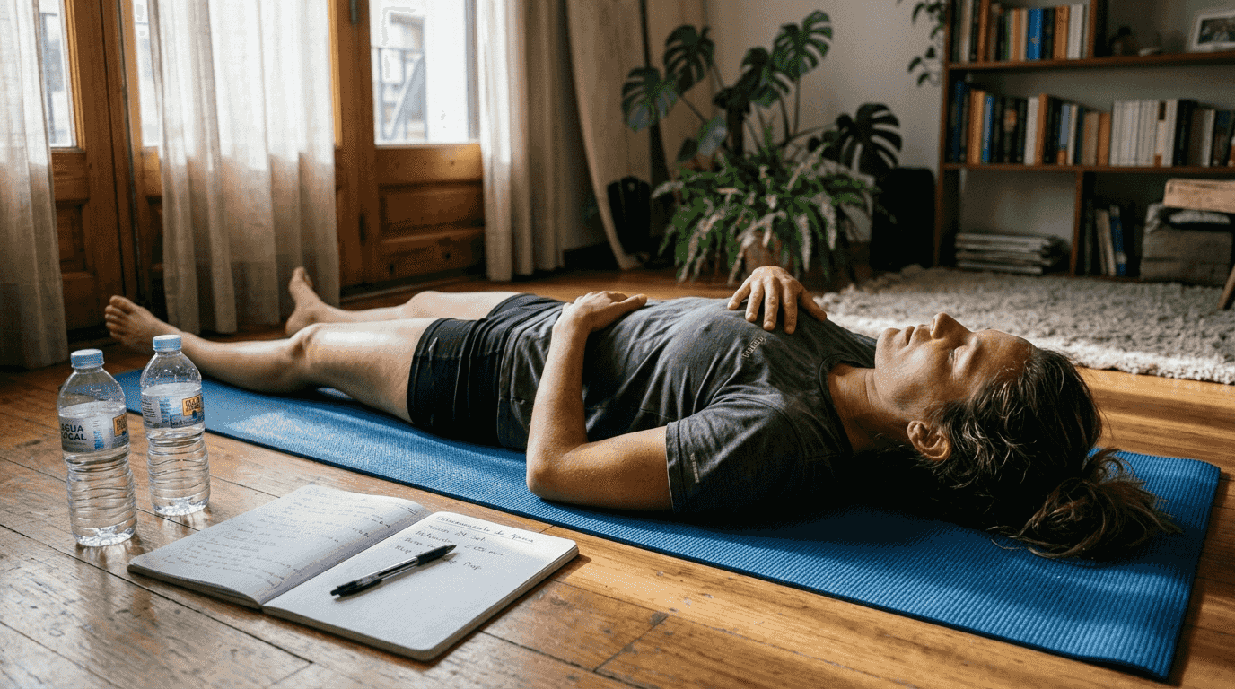 Surfista entrenando apnea en casa