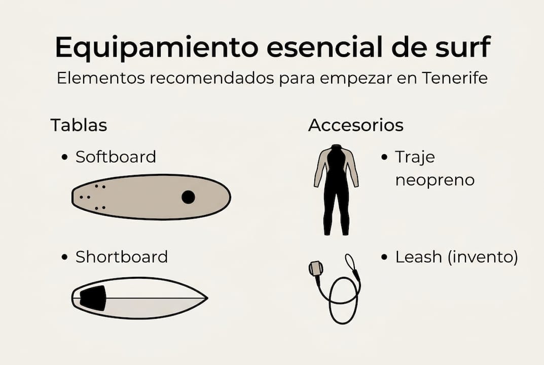 Equipamiento básico de surf para principiantes en Tenerife