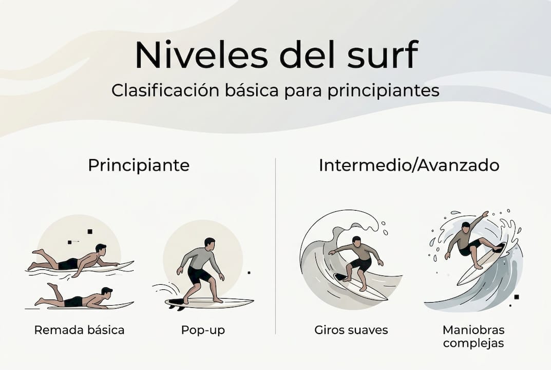 Guía esencial de niveles en surf para principiantes