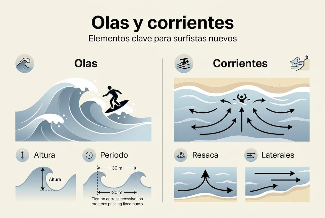 Guía visual sobre el comportamiento de las olas y las corrientes en el surf
