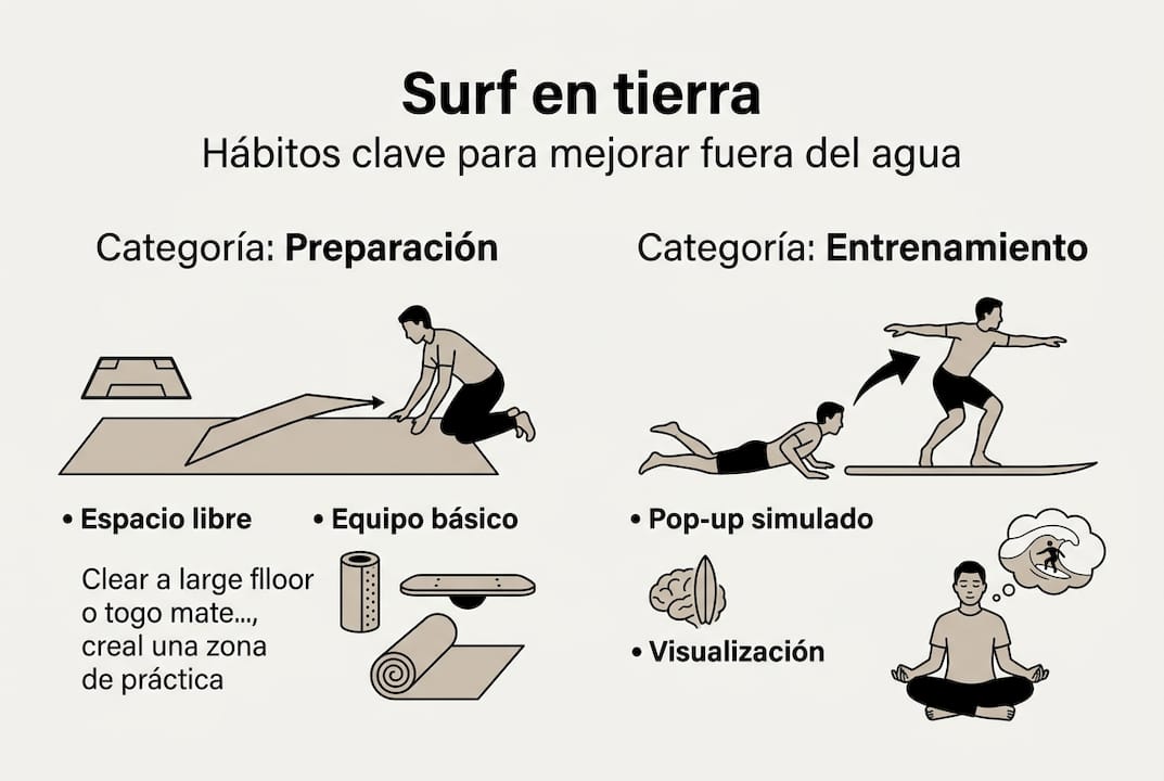 Infografía: ejercicios fuera del agua para mejorar tu surf