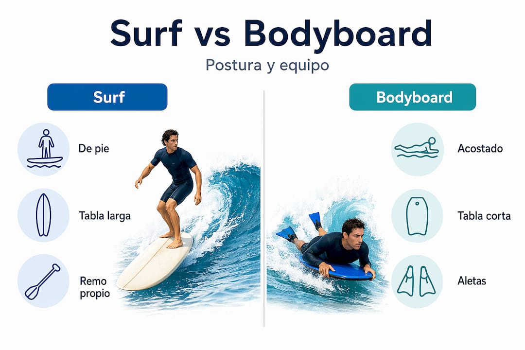 Infografía: ¿En qué se diferencian el surf y el bodyboard?