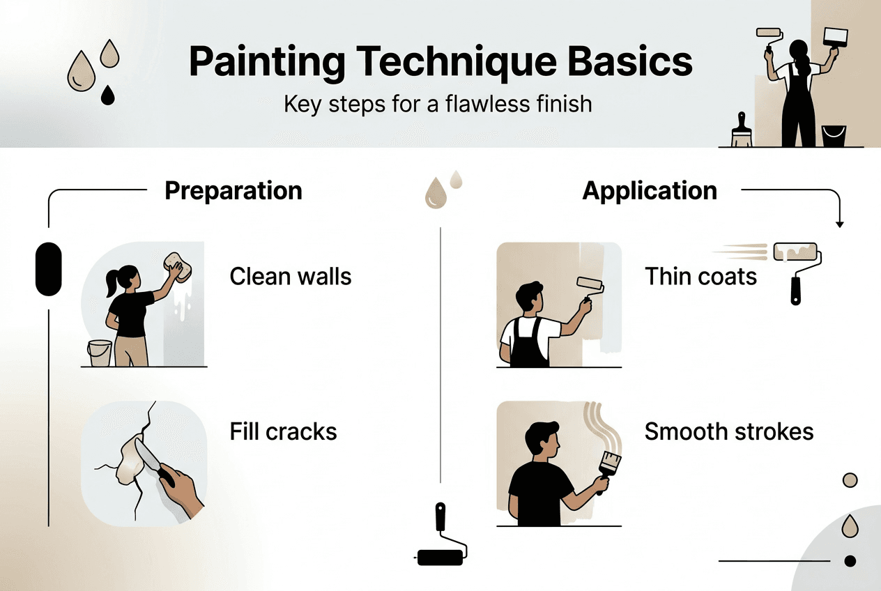 Infographic with painting preparation and application steps