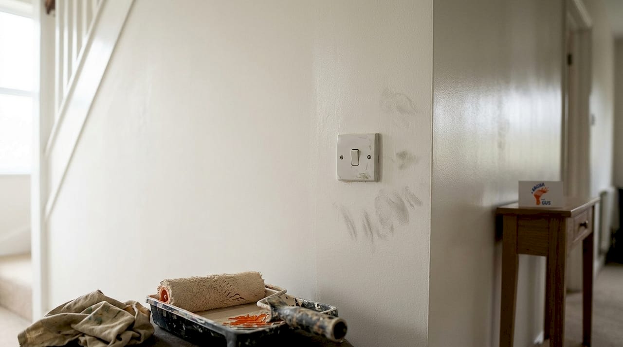 Wall showing matte and satin paint finishes