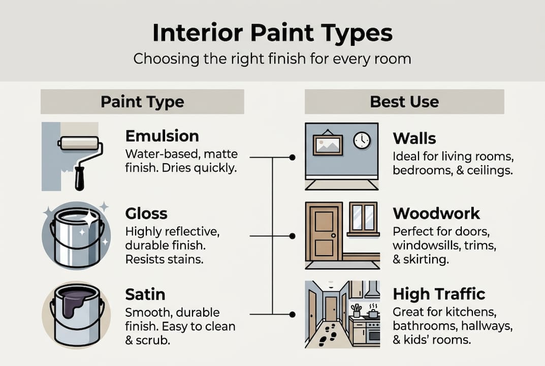 Infographic comparing interior paint types