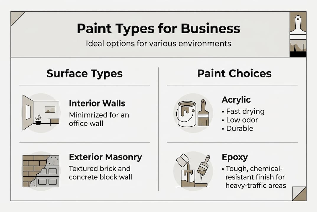 Infographic summarising paint types for business surfaces