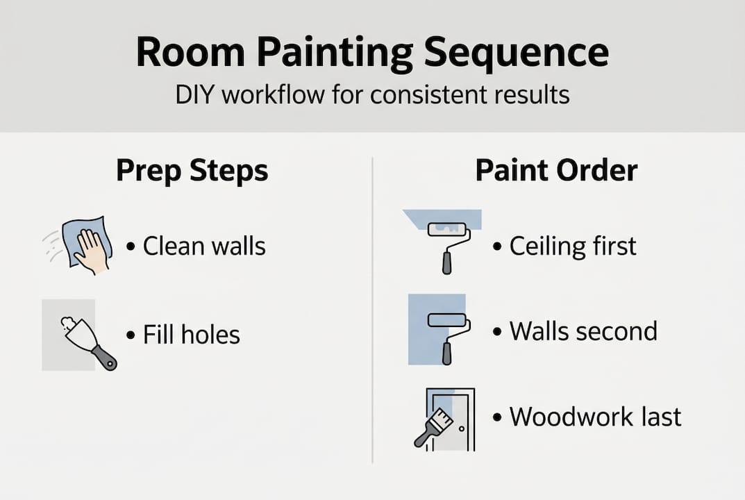 Infographic summarizing room painting workflow