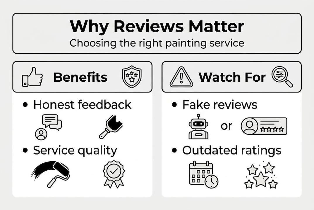 Infographic showing review benefits and cautions