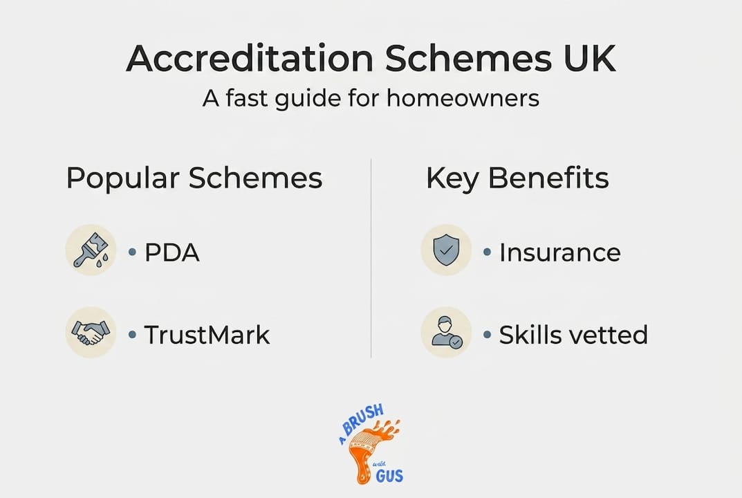 Infographic comparing UK painter accreditation schemes and benefits