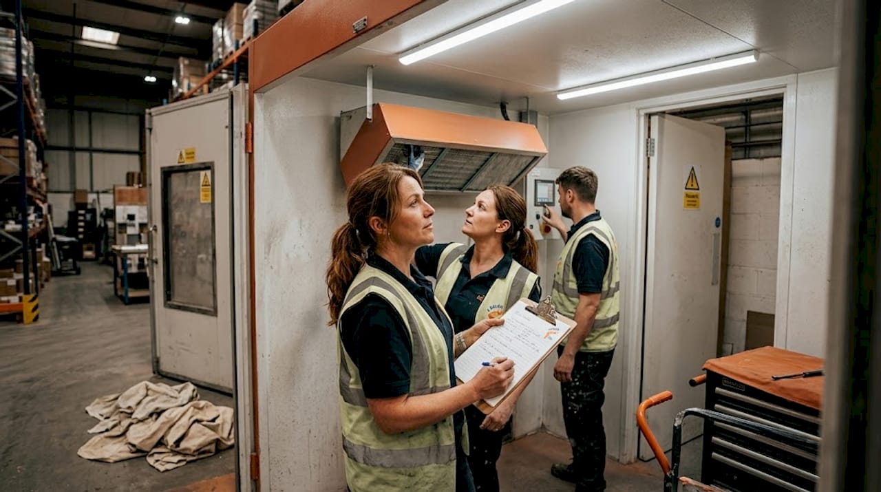Site manager inspects paint booth LEV