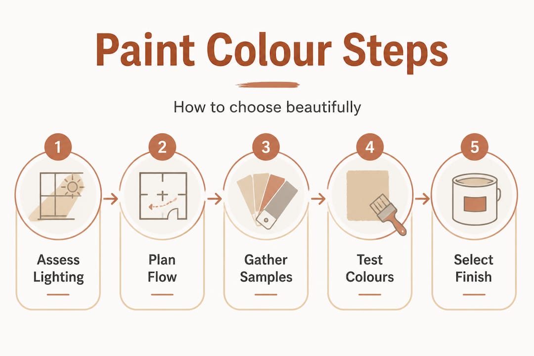 Infographic showing paint colour selection steps
