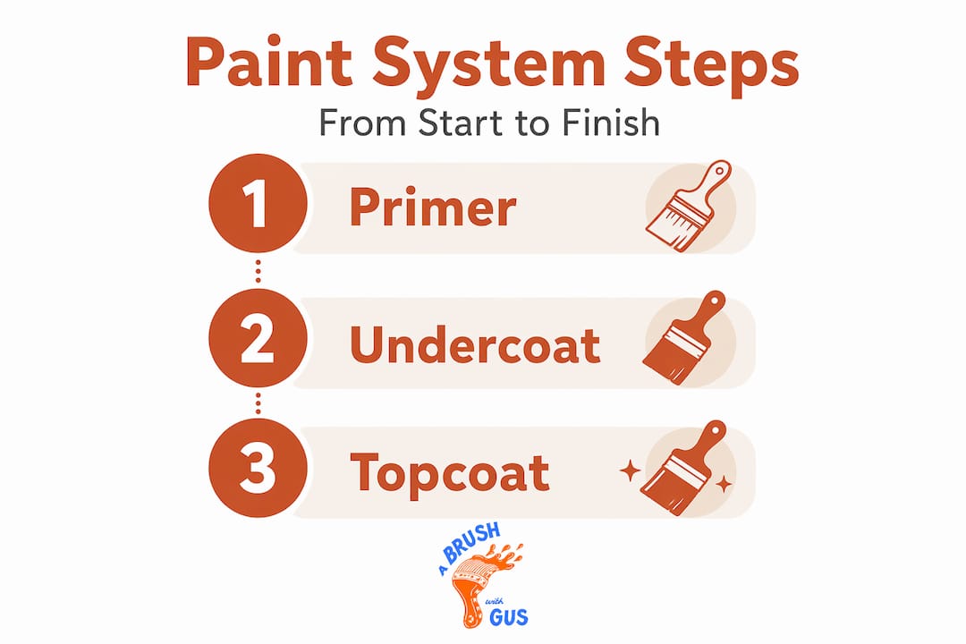 Infographic showing three paint system steps