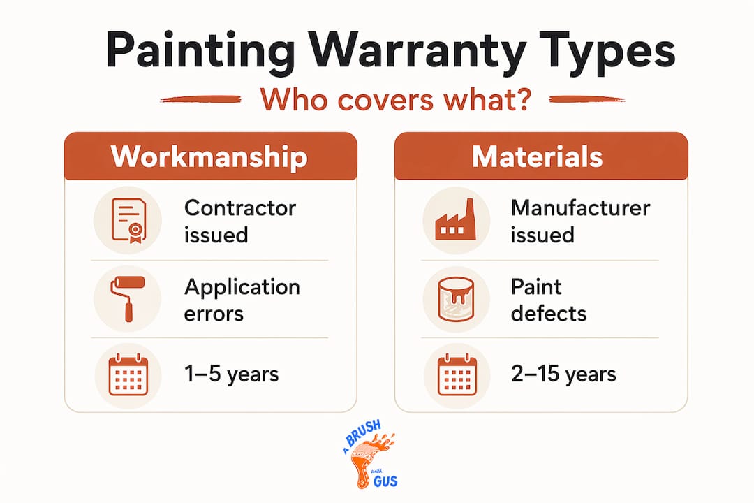 Infographic comparing workmanship and material warranties